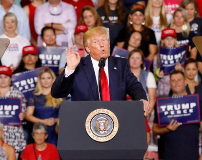 Trump en su discurso en Greenville.