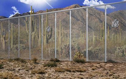 Simulación de una de las propuestas de muro entre EE UU y México presentadas por la constructora Fort Worth.