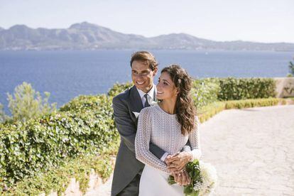 Rafa Nadal y Mery Perelló, este sábado, en un momento de la celebración de su enlace.