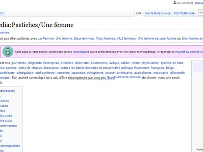 La página irónica "une femme".