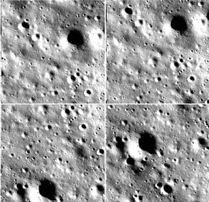 Cuando se acercaba al punto de aterrizaje elegido, la misión Chandrayaan-3 realizó estas fotos de los cráteres lunares a los que se aproximaba antes de realizar la maniobra de frenado para evitar chocar contra el suelo, el 23 de agosto.