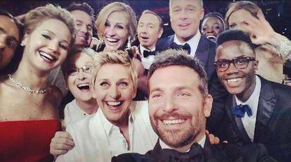 Ellen DeGeneres en el famoso ‘selfie’ de los Oscar en 2014.