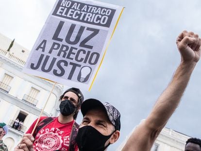 Protesta contra el precio de la luz en Madrid, en junio.