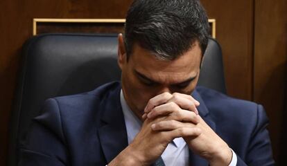 Pedro Sánchez durant el debat d'investidura.