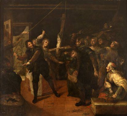 Profanación de un crucifijo (Familia de herejes azotando un crucifijo), de Francisco Rizi.
