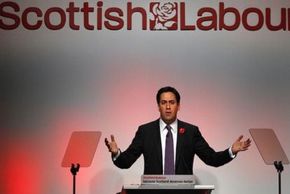 El líder del partido laborista, el británico Edward Miliband, en una conferencia en Oban ante sus correligionarios en Escocia, en 2010.