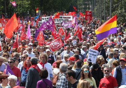  Manifestación en Madrid por el 1 de Mayo, en 2019.