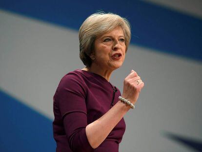 Theresa May, durante la conferencia de Birmingham.