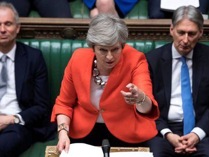 La primera ministra británica, Theresa May, en la Cámara de los Comunes la semana pasada.