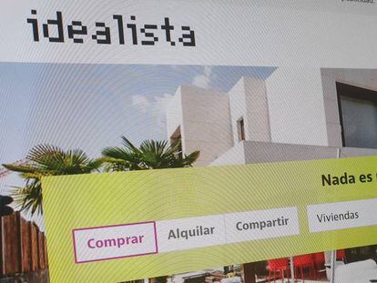 Web del portal inmobiliario Idealista, en una imagen de archivo.
