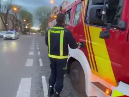 Captura del vídeo grabado por Integral Formación usando un camión de bomberos del Ayuntamiento de Madrid.