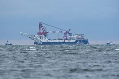 A Russian ship participating in the construction of the Nord Stream 2 gas pipeline, between Russia and Germany.