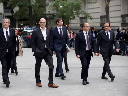 Els exmembres del Govern Joaquim Forn, Raül Romeva, Jordi Turull i Josep Rull el 2 de novembre a l'Audiència Nacional.