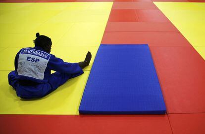 La judoka española María Bernabéu, medalla de plata en el Mundial de Judo de 2015, se prepara en Rio De Janeiro.