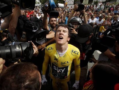 Geraint Thomas, tras la contrarreloj del sábado.