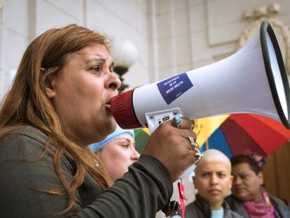 Alejandra Ironici, durante una manifestación.
