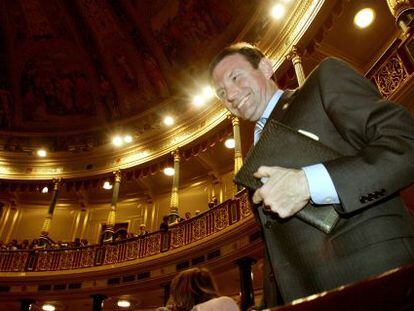 El &#039;exlehendakari&#039; Juan Jos&eacute; Ibarretxe en el debate de su plan soberanista en el Congreso, en febrero de 2005. 