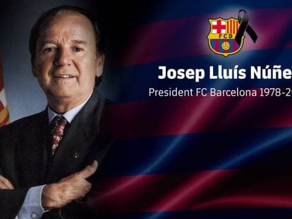 El FC Barcelona homenajea a Josep Lluís Núñez.