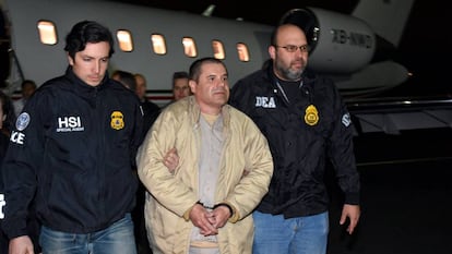 Joaquín El Chapo Guzmán a su llegada a Nueva York.