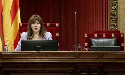Laura Borràs, presidenta del Parlament, en un momento de un Pleno.