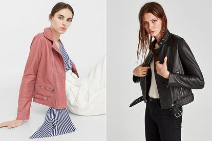 A la izquierda, chaqueta de Mango (99,99 euros). A la derecha, perfecto de Zara (89,95 euros).