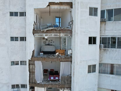 Un hotel afectado por el sismo de este martes, en Acapulco (Guerrero).