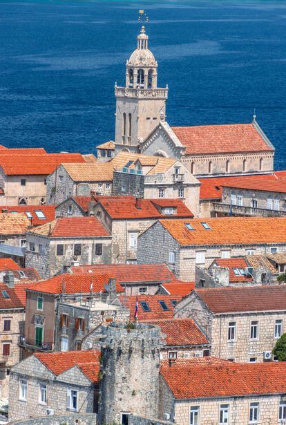 View of the buildings on Korcula island, where the Croatian Government has restored the supposed birthplace of Marco Polo.