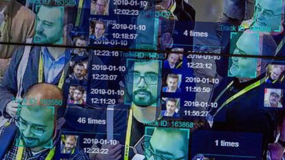 Imagen tomada en una demostración de identificación facial en la feria Horizon Robotics de Las Vegas. / AFP