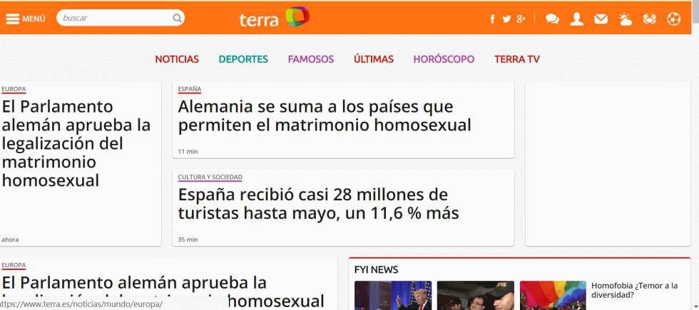Página web de Terra España.