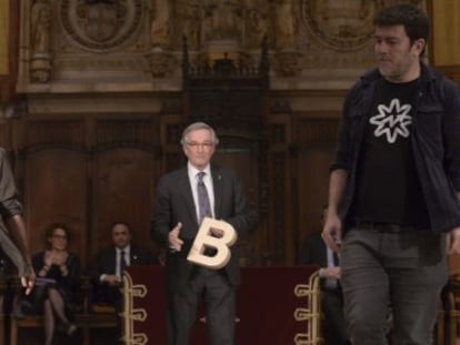 De izquierda a derecha, Xavier Artigas, Xavier Trias y &#039;Xapo&#039; Ortega 
