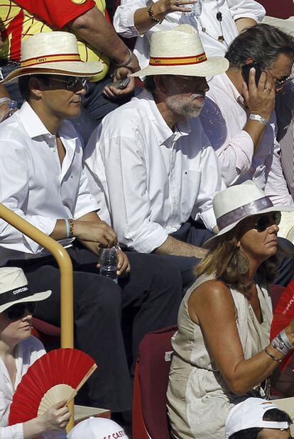 Mariano Rajoy, en el partido de dobles de la Copa Davis en Córdoba.