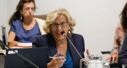 La alcaldesa de Madrid, Manuela Carmena, en la comisión de Cultura de del pasado septiembre. 
