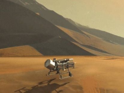 Recreación del 'Dragonfly' sobre Titán.