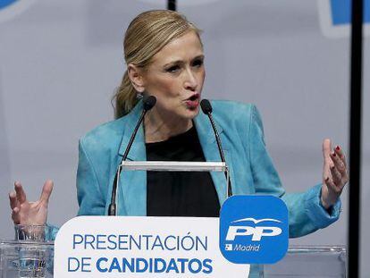La candidata del PP a la Comunidad de Madrid, Cristina Cifuentes, el pasado lunes.