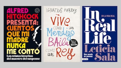 Portadas de los libros de Alfred Hitchcock, Ignatius Farray y Leticia Sala