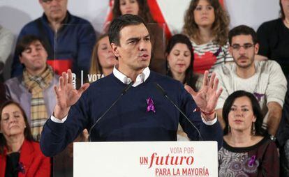 Pedro Sánchez, en un acte electoral aquest matí a Saragossa.