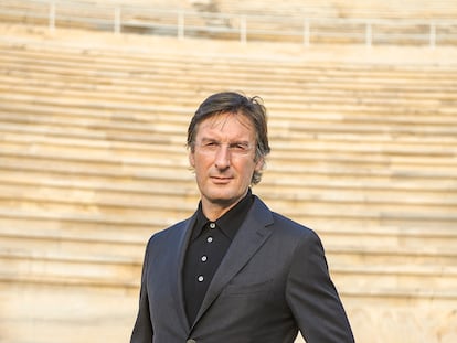 Pietro Beccari, en el estadio Panatenaico de Atenas.