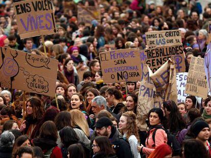 La manifestación del 8-M en Barcelona, el pasado marzo.