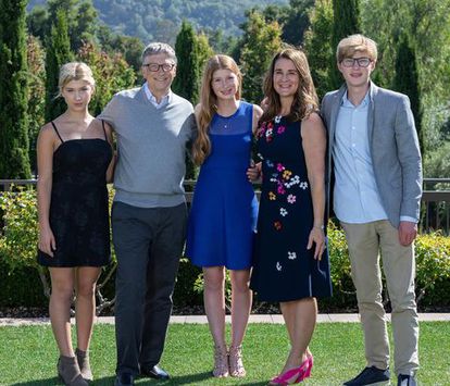 Bill and Melinda Gates with their three children: Phoebe, Jennifer and Rory.