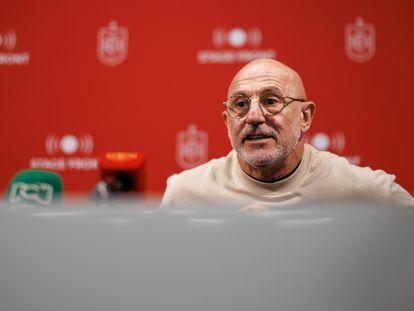 Luis De la Fuente, durante la rueda de prensa en el Estadio Olímpico de Londres.