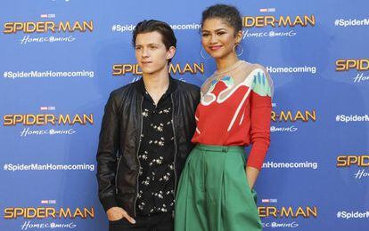 Los actores Tom Holland y Zendaya, en el estreno en Barcelona de 'Spider-Man: Homecoming' el pasado junio.