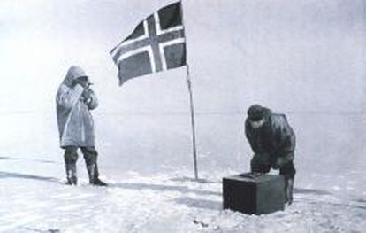 Roald Amundsen en el Polo Sur