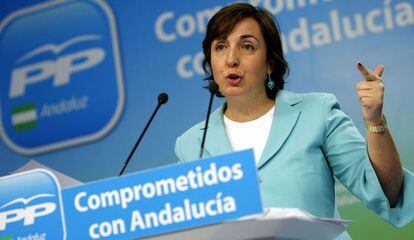 Ana Corredera, en la sede del PP andaluz.