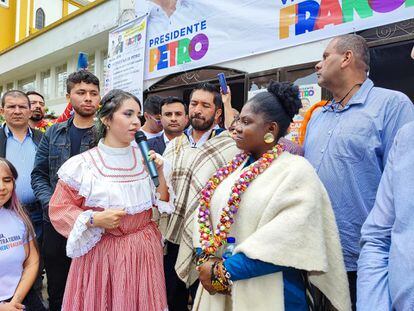 Francia Márquez durante un evento en Garagoa, Boyacá, con campesinos y productores.