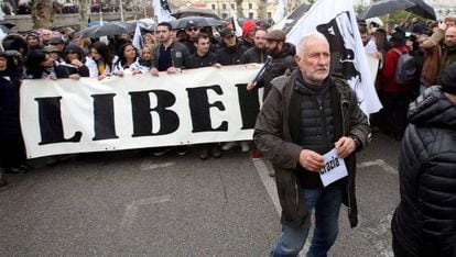 Charles Pieri participa en una manifestación en la ciudad corsa de Ajaccio a principios de febrero.
