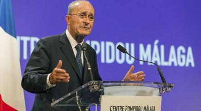 El alcalde de M&aacute;laga, Francisco de la Torre, durante la presentaci&oacute;n del Centro Nacional de Arte y Cultura Georges Pompidou de M&aacute;laga.