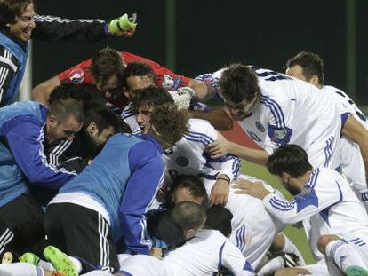 La selecci&oacute;n de San Marino celebra su primer gol a domicilio despu&eacute;s de 14 a&ntilde;os. 