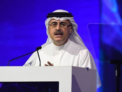Amin Nasser, consejero delegado de Aramco, este jueves durante el Congreso Mundial de la Energía que se celebra en Abu Dhabi (Emiratos Árabes Unidos). 