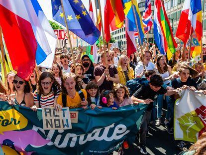 Manifestación reclamando acciones contra el cambio climático.