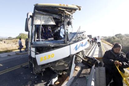 Dos autobuses accidentados en el Estado mexicano de Puebla.